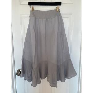 Simple Laguna Maxi Skirt Lagenlook Linen Gray Elastic Waist Pull On  Size large